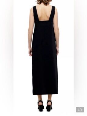 The Kooples Black Midi Dress NWT Size 3/Large Lace Trim Minimalist Chic